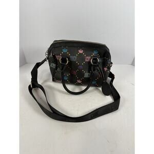 Juicy Couture Black Logo Satchel Handbag Multicolor Crown Crossbody Bag